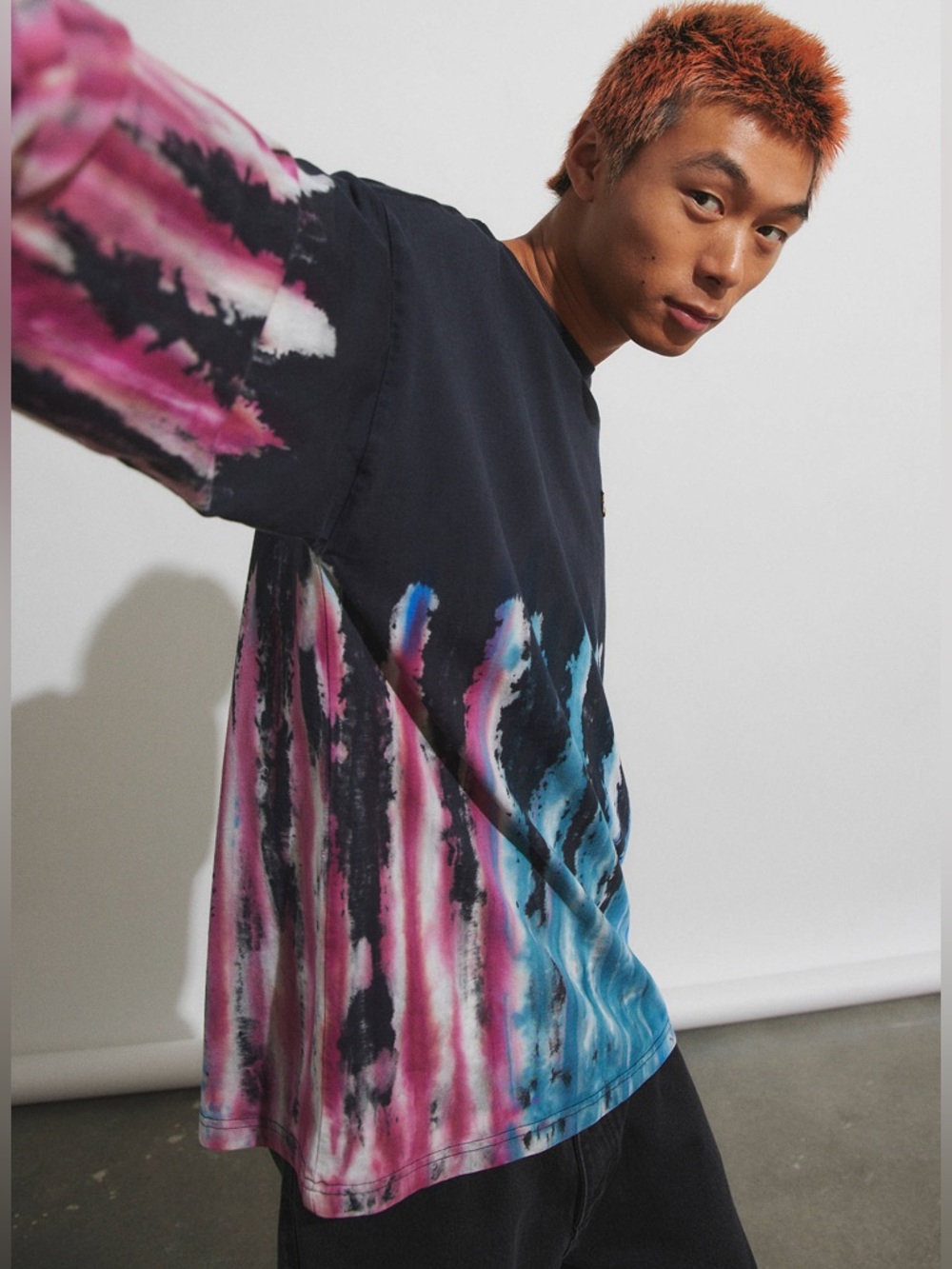 Teddy Fresh Dyed Flames Long Sleeve Tee‎ 100% Cotton Size 3XL